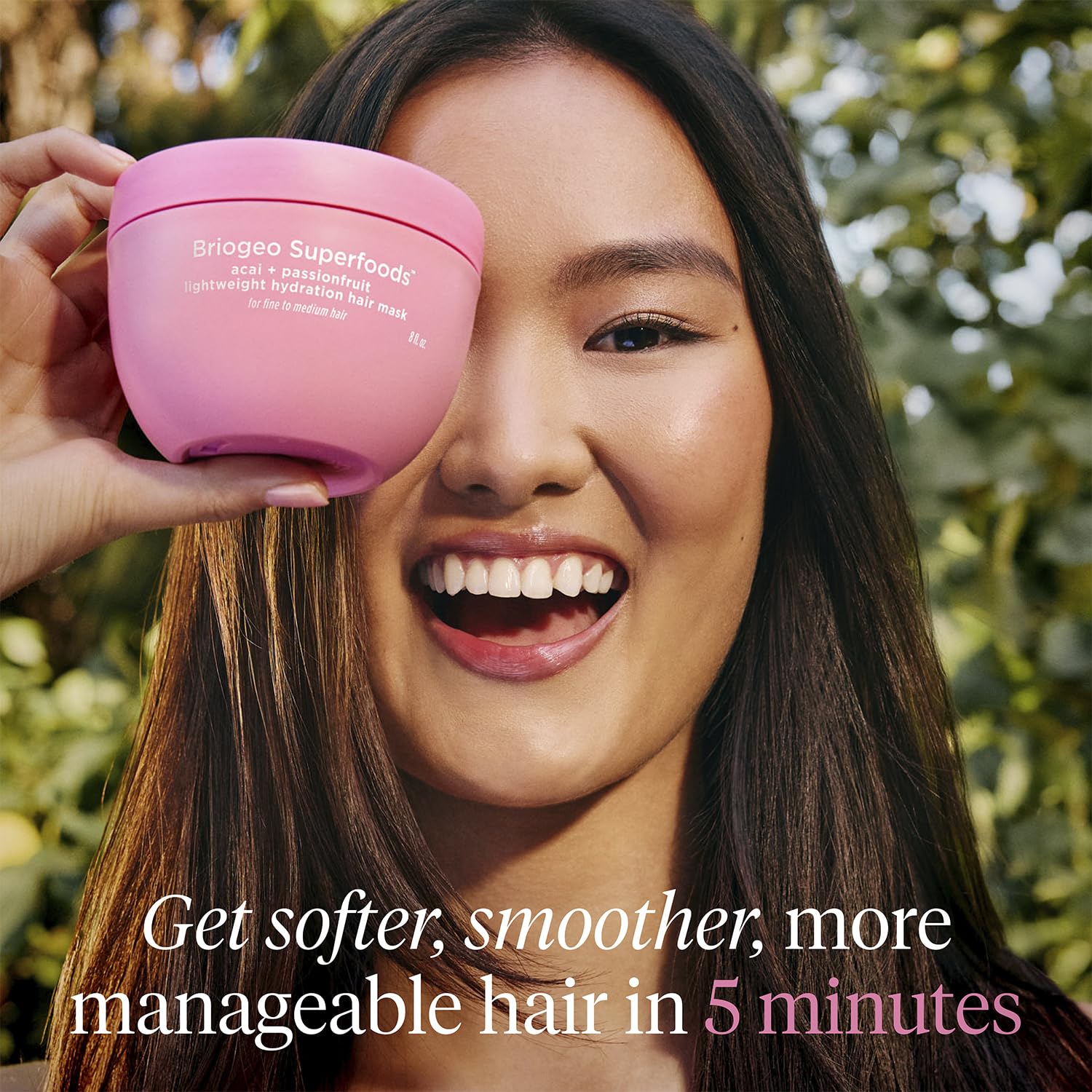 Briogeo Superfoods Acai + Passionfruit - Maschera idratante leggera per capelli fini, balsamo profondo per capelli fini, aumenta lucentezza e morbidezza, umidità senza peso, vegana e cruelty-free