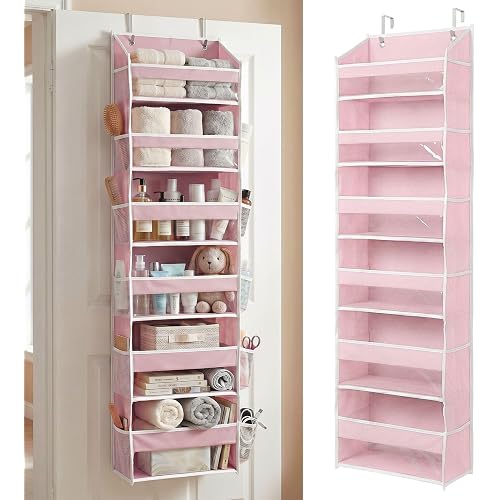 HOMELUX THEORY Over the Door Organizer, 6-Tier, 100D Fabric, Baby Pink 1pc