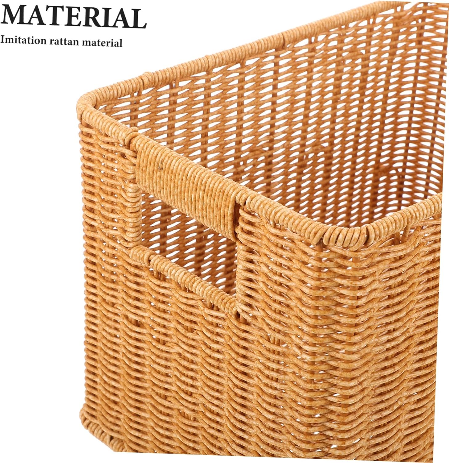Faux Rattan Organizer Bin for Kitchen Bathroom Bedroom Versatile Storage with Smooth Edges for Effortless Organization and Natural Aesthetic Appeal