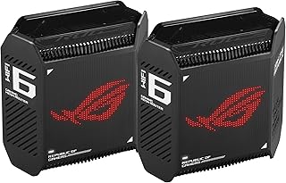 ASUS ROG Rapture GT6 (2PK) Tri-Band WiFi 6 Gaming Mesh WiFi System, Covers up to 5,800 sq ft, 2.5 Gbps Port, Triple-Level Game Acceleration, UNII 4, Free Lifetime Internet Security, Black