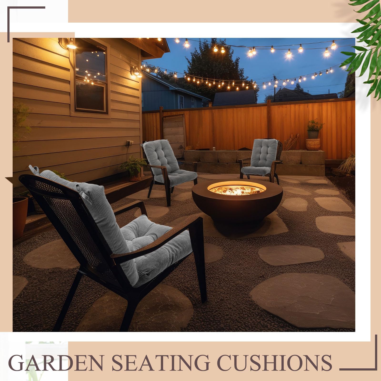 Gray Corduroy Patio Chair Cushions - 4 Piece Set -7