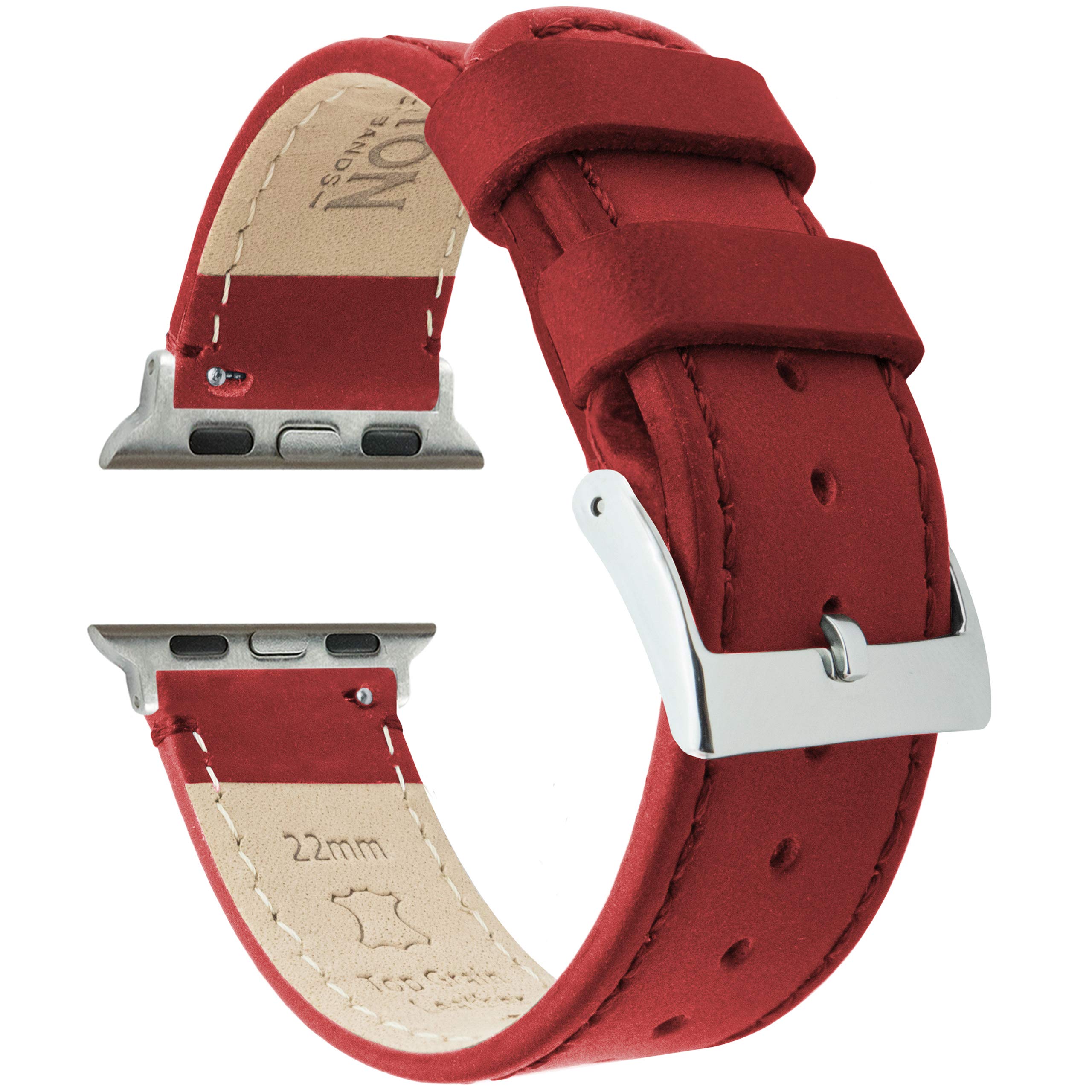 BARTON WATCH BANDS - Top Grain Leather Watch Bands Compatible with Apple Watch Models - 1, 2, 3, 4, 5, 6, 7, 8, 9, 10, SE, Ultra &amp; Ultra 2