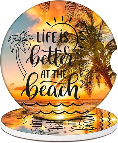 Miniatura 30 de Portavasos para automóvil, posavasos de cerámica absorbente para atardecer de montaña, portavasos para bebidas, accesorios de automóvil para mujeres