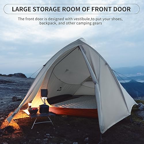 Miniatura 5 de Naturehike Cloud-Up - Tienda de campaña para 1 persona, tiendas ligeras para mochileros para un hombre, tienda de campaña ultraligera impermeable