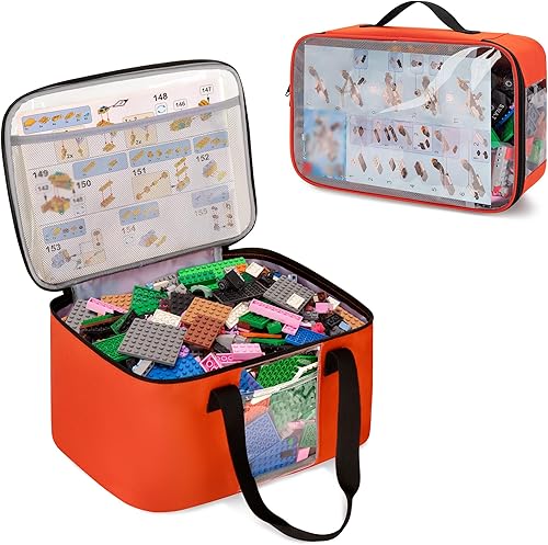 Bolsa organizadora de almacenamiento de juguetes grande de 2 piezas para ladrillos de construcción, estuche organizador de viaje para bloques de