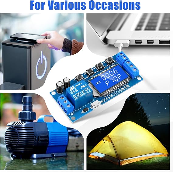 2pcs Timer Relay - Time Delay Relay DC 5V 12V 24V Delay-Off Cycle Timer 0.01s-9999mins Module Adjustable Trigger Delay Switch Control Relay Board with LCD Display