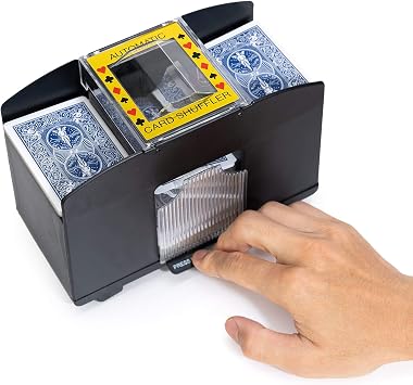 4 Deck Casino Automatic Card Shuffler - Shuffler for Cards Shuffling (1-4 Deck) - Battery Operated Electric Card Mixer for Family, Party Poker/Blackjack/Home Card Games Black