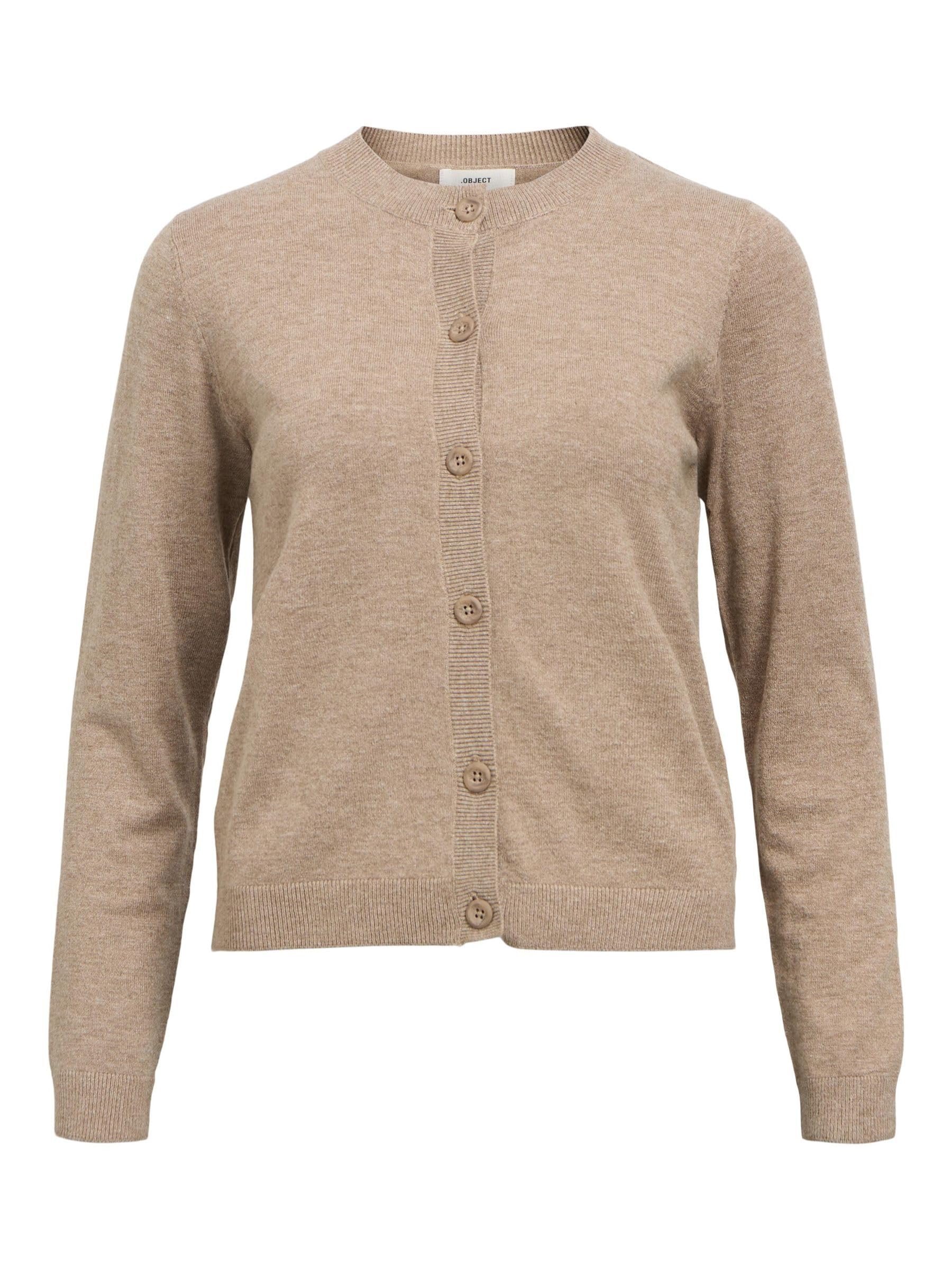 Object OBJTHESS L/S Short Cardigan Noos, Desert Taupe/Detail: Melange, M