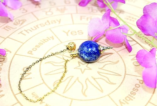 Miniatura 2 de Péndulo de cristal - Péndulo en forma de bola de lapislázuli azabache Reiki Radiestesia Equilibrio Limpieza Dowser Energía Divina Curación