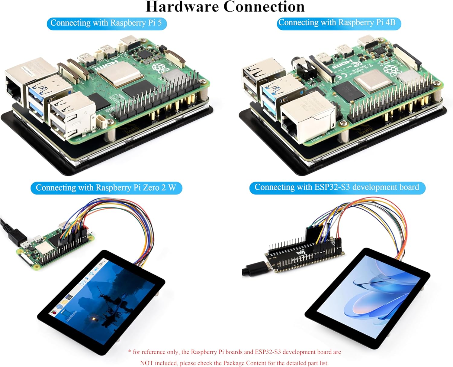 3.5inch Capacitive Touch Screen Compatible with Raspberry Pi 5/4B/3B+/3B/3A+/Pico W/Pico 2W/ ESP32, 320x480, IPS LCD 5-Point Touch, SPI and I2C Interfaces, Pigo Pin or 13PIN Cable Dual Connections
