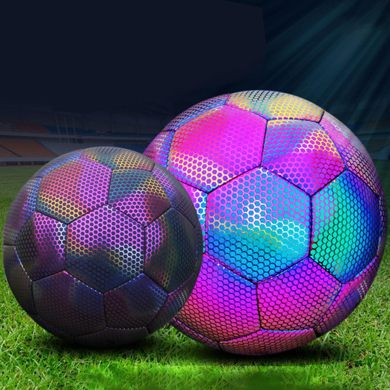 Balón de Fútbol Reflectante Suave de PU Holográfico Luminoso para Entrenamiento de Fútbol para Niños Y Adultos, Niñas Y Niños,