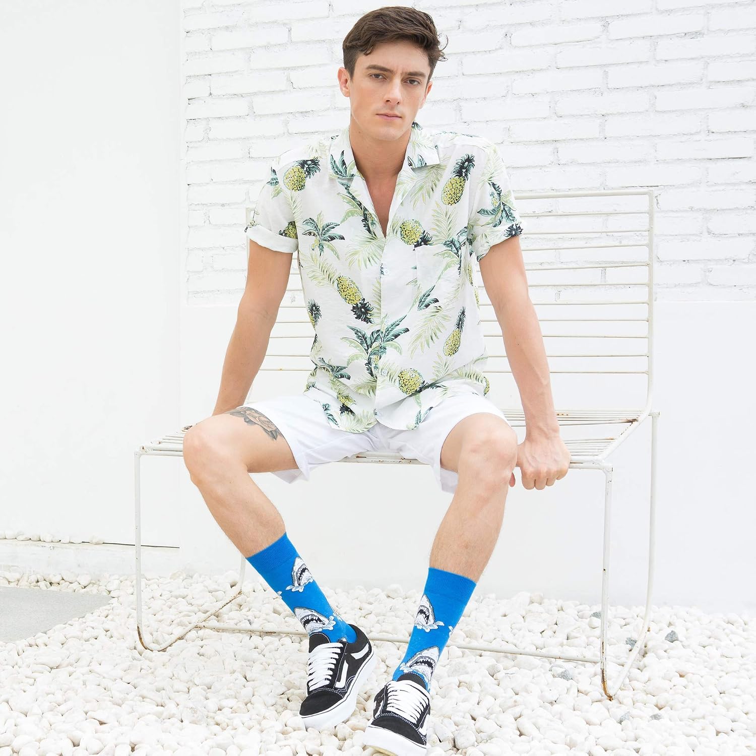 WeciBor Men's Combed Cotton Novelty Crew Socks Size 7-15