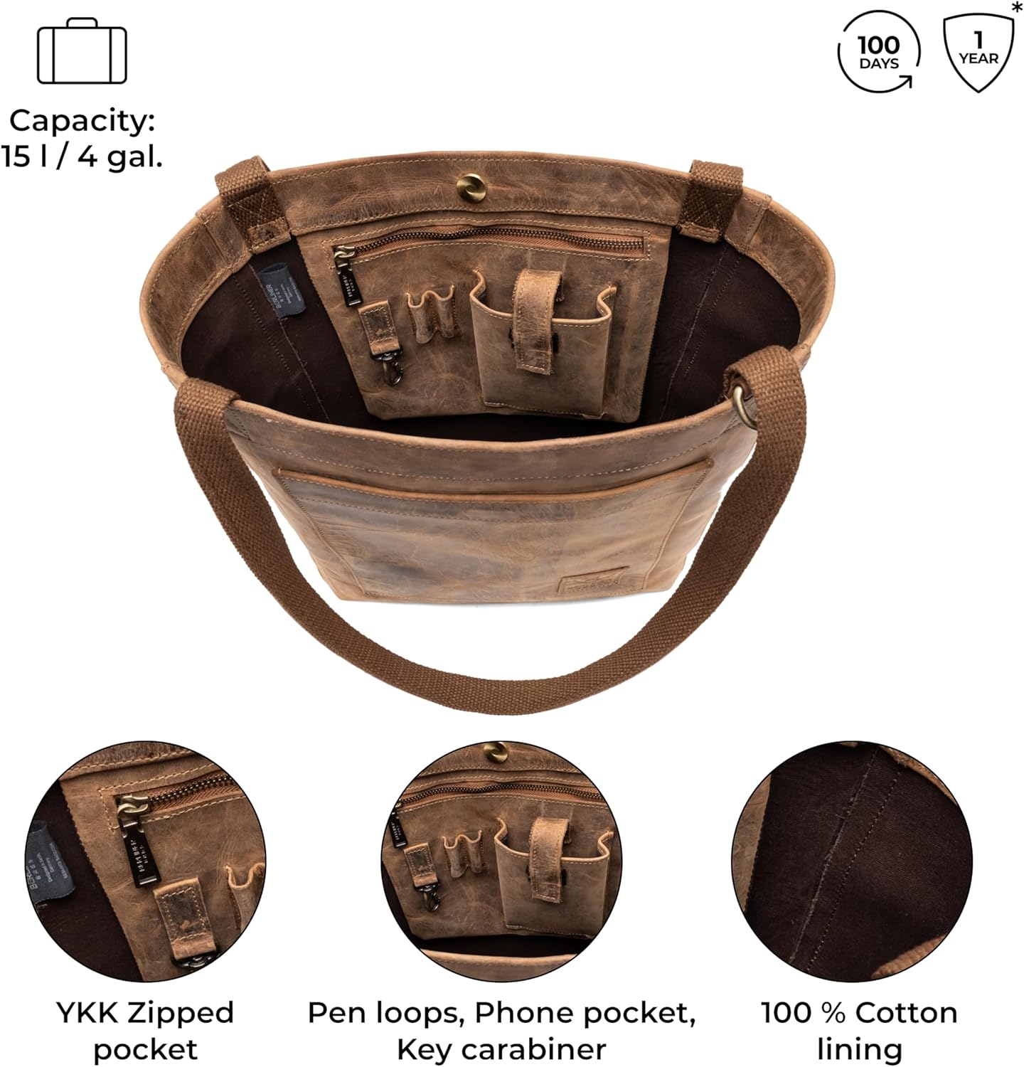 Berliner Bags Vintage Genuine Leather Tote Bag Seville, Handbag, Large Shopper for Women - Image 4