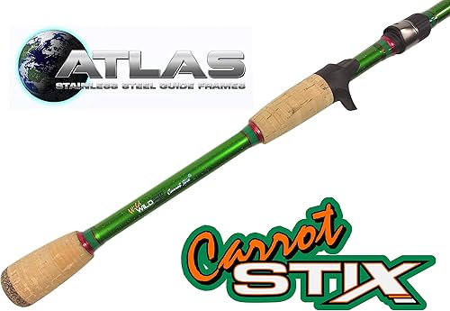 Miniatura 2 de Carrot Stix Caña de pescar costera de aguas verdes verdes salvajes plegables de fundición PRO de 2 piezas