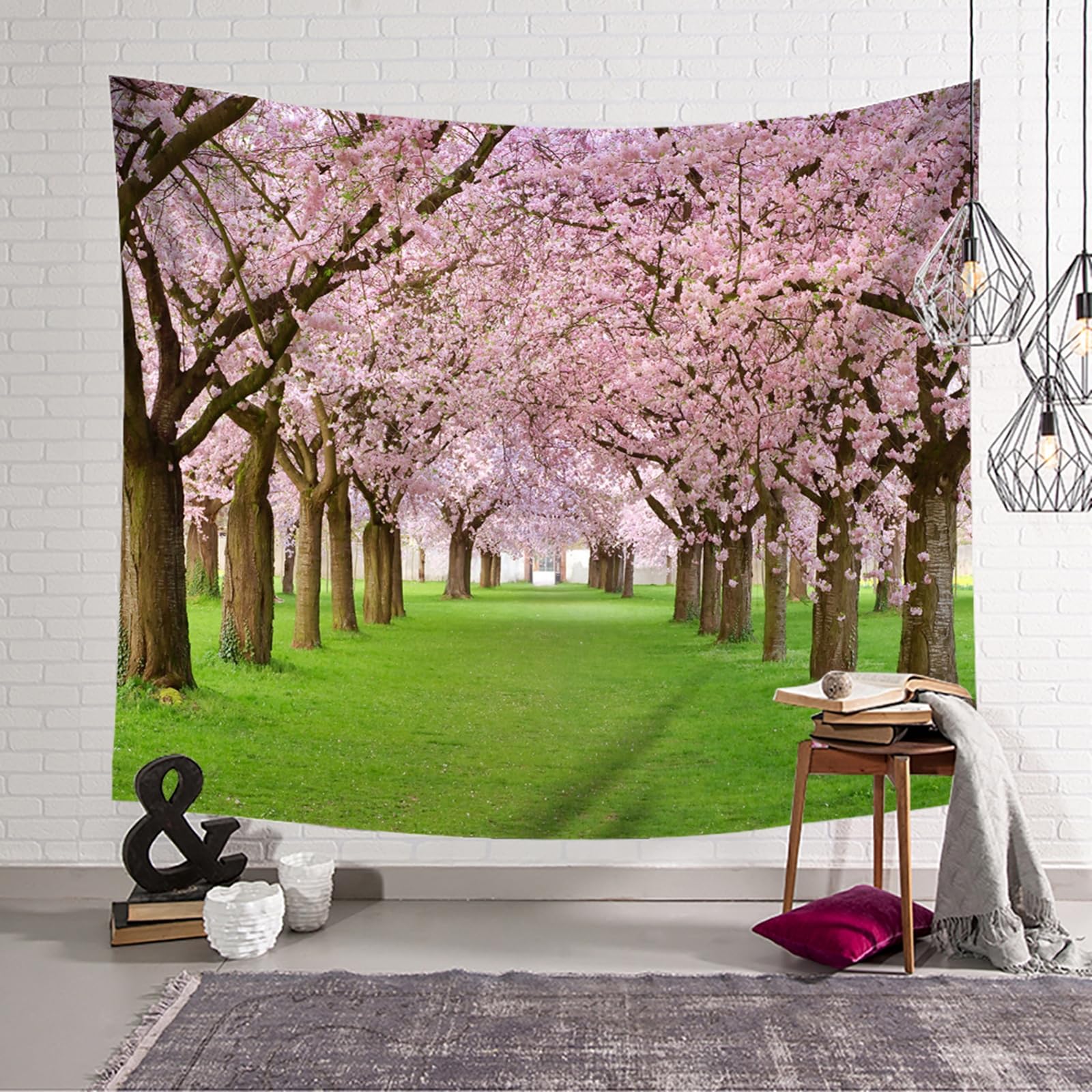 RDSGYZ Wandvorhang Landschaft Groß 256x350CM, Wandbehang Wandteppich Outdoor mit Motiv Bäume und Rasen Wandtuch Wanddeko Kinderzimmer Wohnzimmer Schlafzimmer Hintergrund