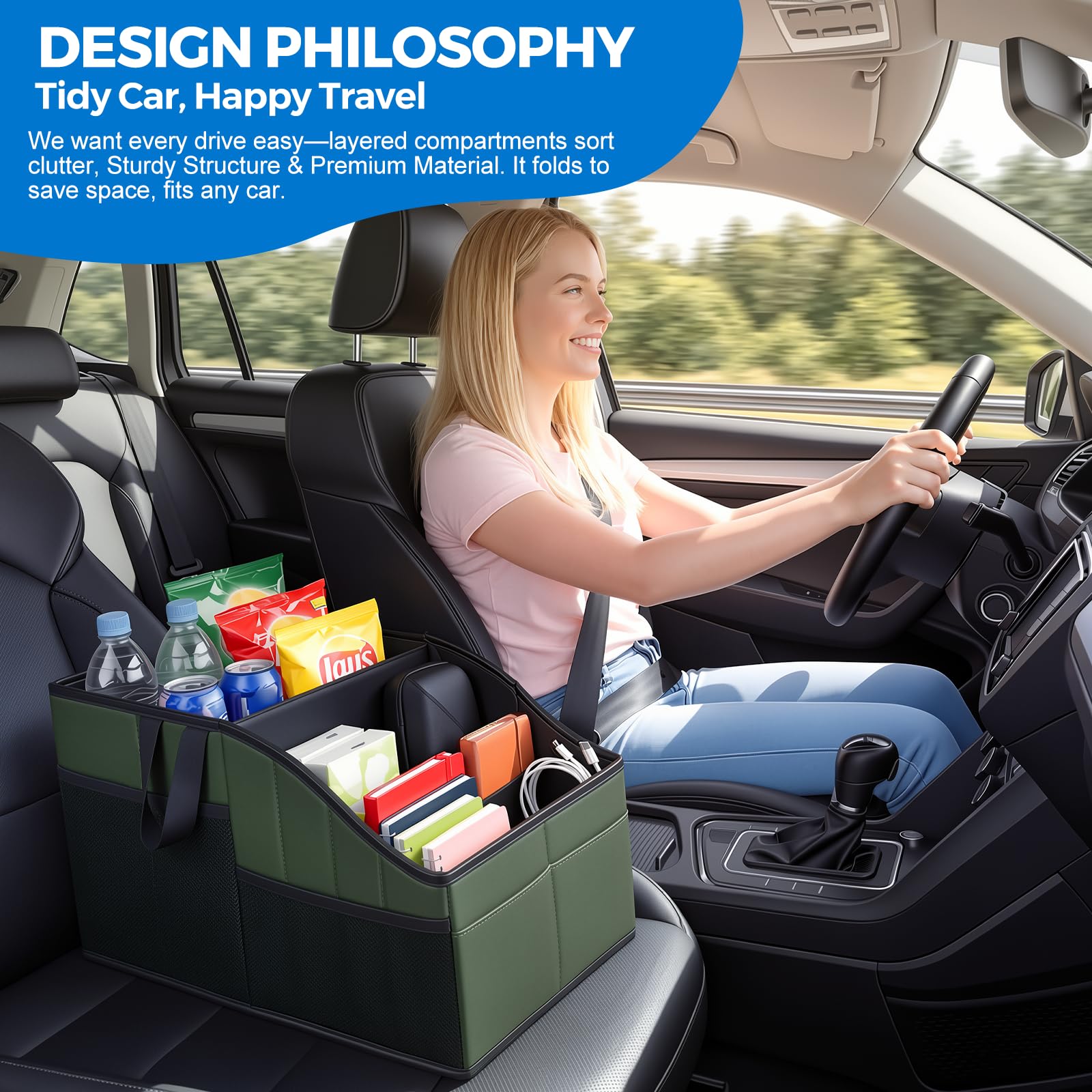 WHHMK Organizer per sedile posteriore dell'auto, in pelle robusta, con portata di 10 kg di peso, organizer per sedile anteriore, organizer da pavimento e portaoggetti utilizzato per SUV, camion