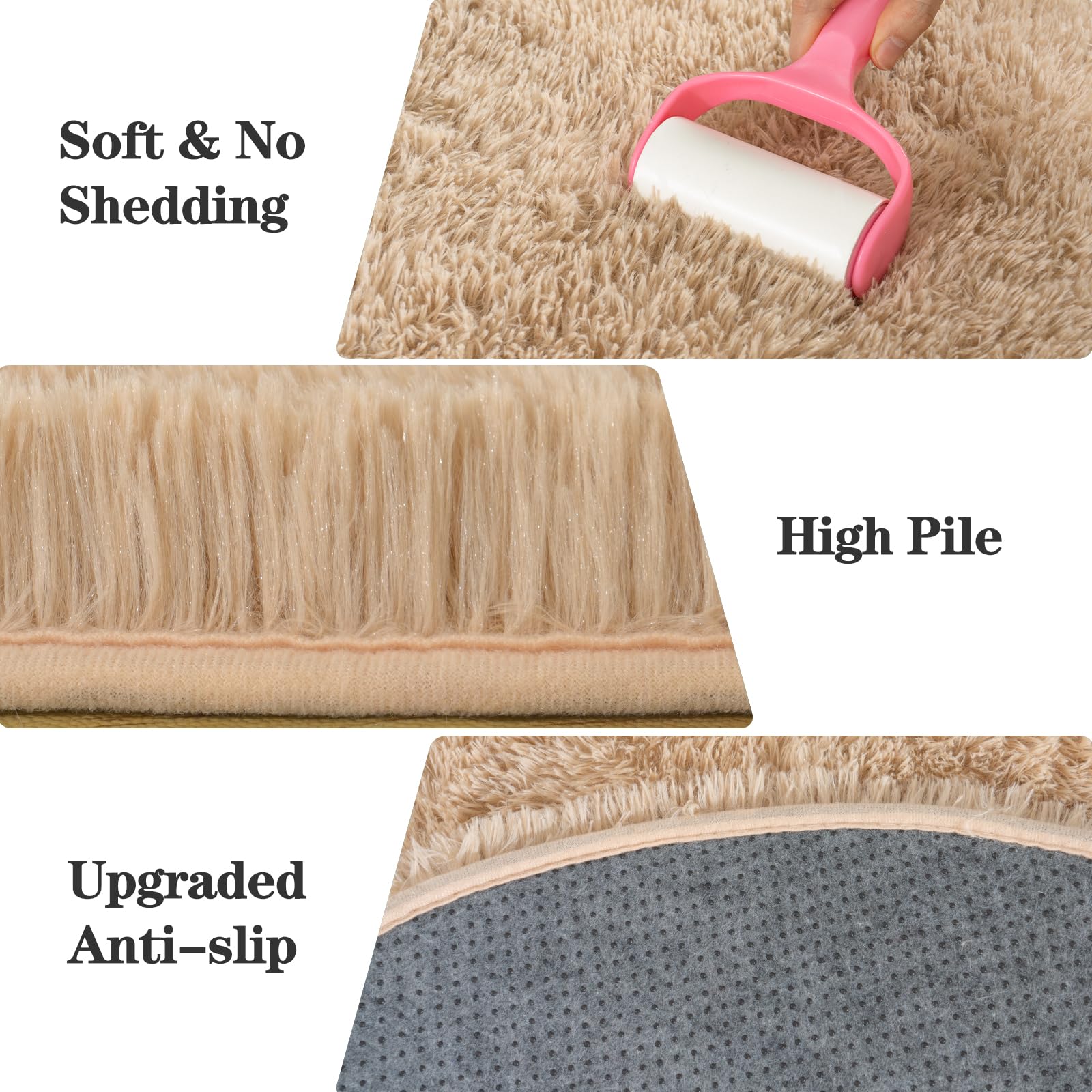 Lot de 2 tapis doux et moelleux pour chambre à coucher, tapis de chevet ovale à poils longs, antidérapants et confortables, pour chambre d'enfant, dortoir, salon, 0,8 x 1,6 m