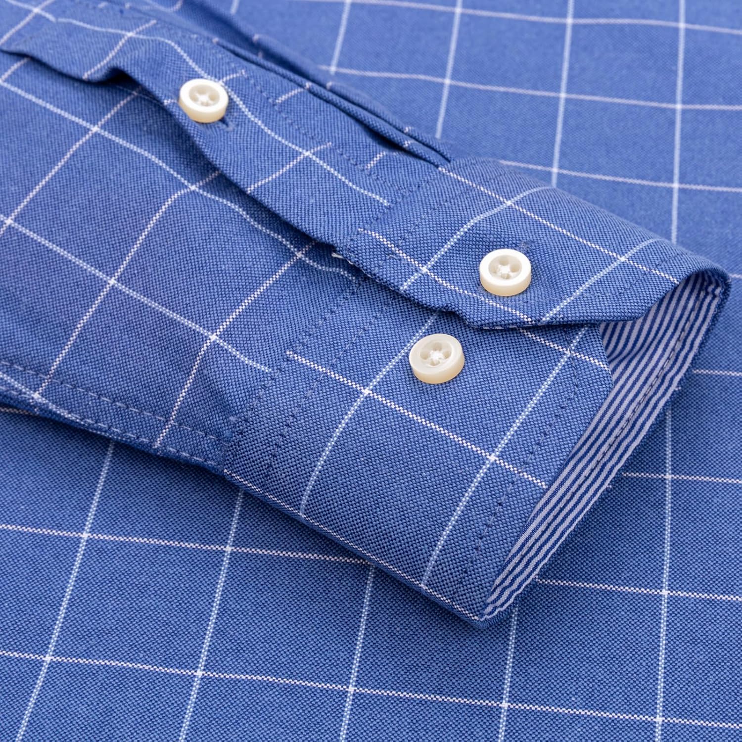 Men's Plaid Striped Button Down Shirts Spring Fall Cotton Long Sleeve Oxford Dress Shirts with Pocket - Image 6