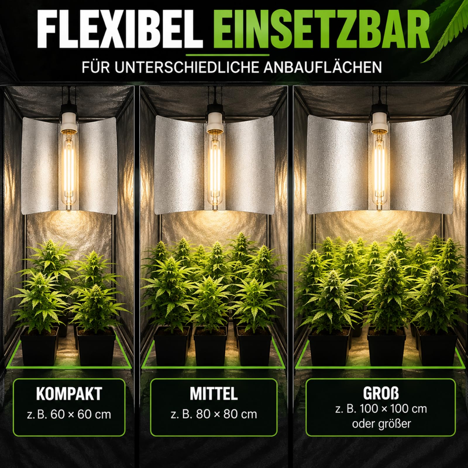 Weedness XL Crecimiento Reflector Lámpara 55x60 cm con E40 Casquillo para NDL y MHL Iluminación - Lámpara de Plantas Crecimiento Interior Lámpara de Vapor de Sodio