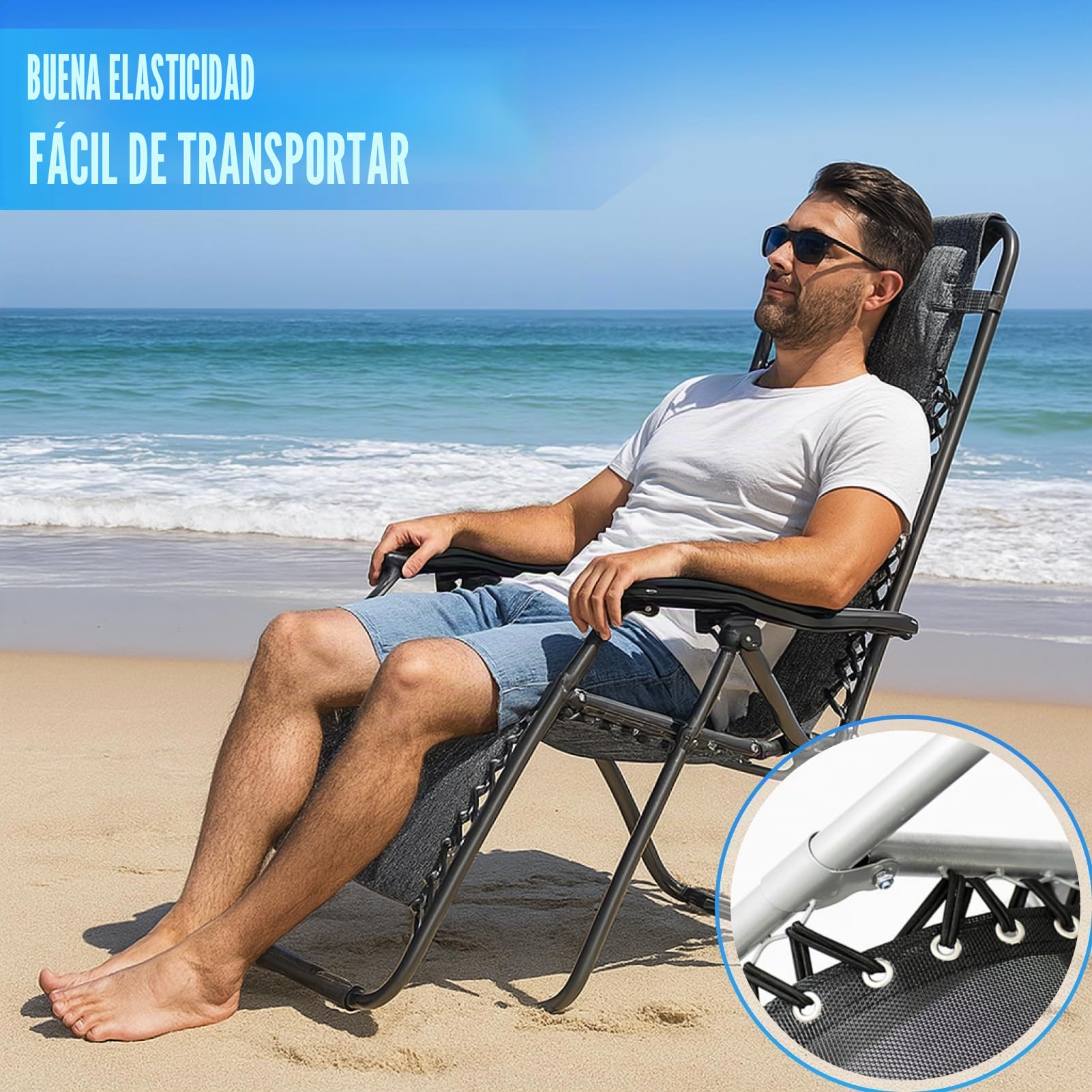 Tela de Repuesto para Tumbona con 4 Cuerdas elásticas (160 x 43 cm), de Repuesto para Silla de Gravedad Cero Silla Plegable jardín reclinable Exterior de reparación (Diamond Shape)