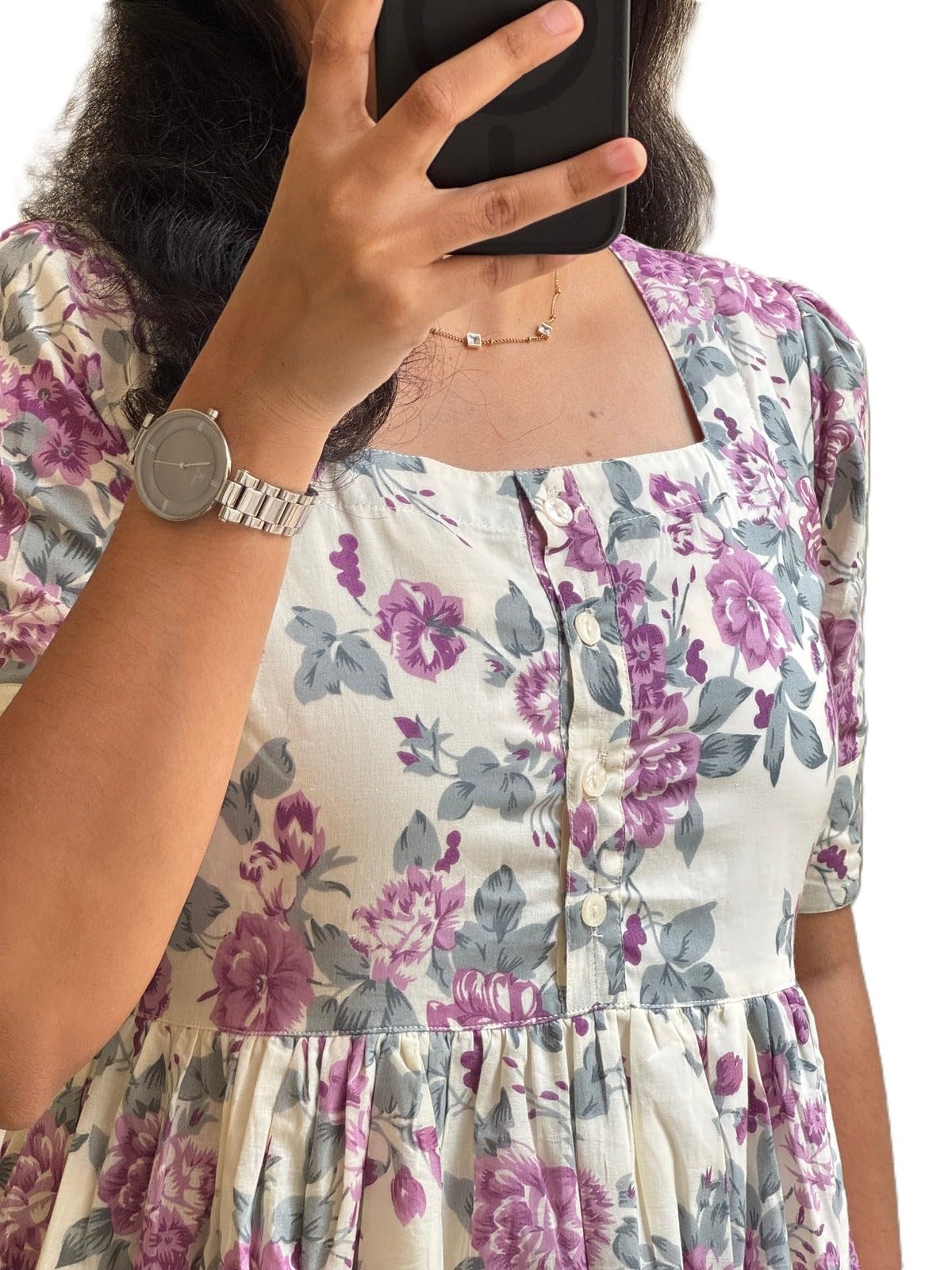 Women's Cotton Blend Maxi Midi Dress Western Dress for Women Elegant Floral Printed Long Dresses-picture-37