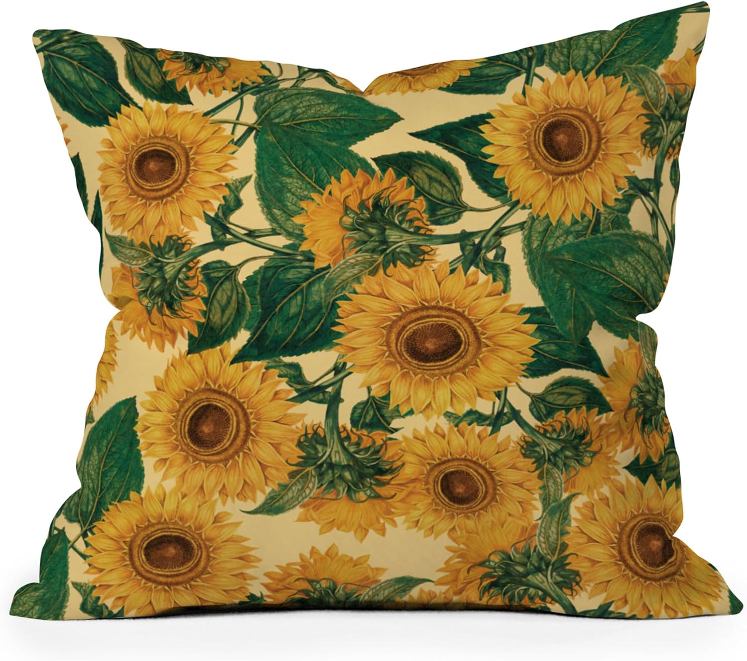 Society6 Throw Pillow with Insert, Designed by Burcu Korkmazyurek, Decorative Cushion for Sofa Bed Living Room Home Decor Soft Accent Pillow Cover Included, 18″ x 18″, Helianthus Annuus