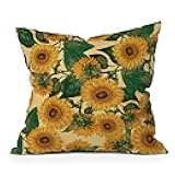Society6 Throw Pillows with Pillow Insert - Home Decor by Burcu Korkmazyurek - Decorative Accent Pillows for Couch or Bed, 18” x 18”, Helianthus Annuus