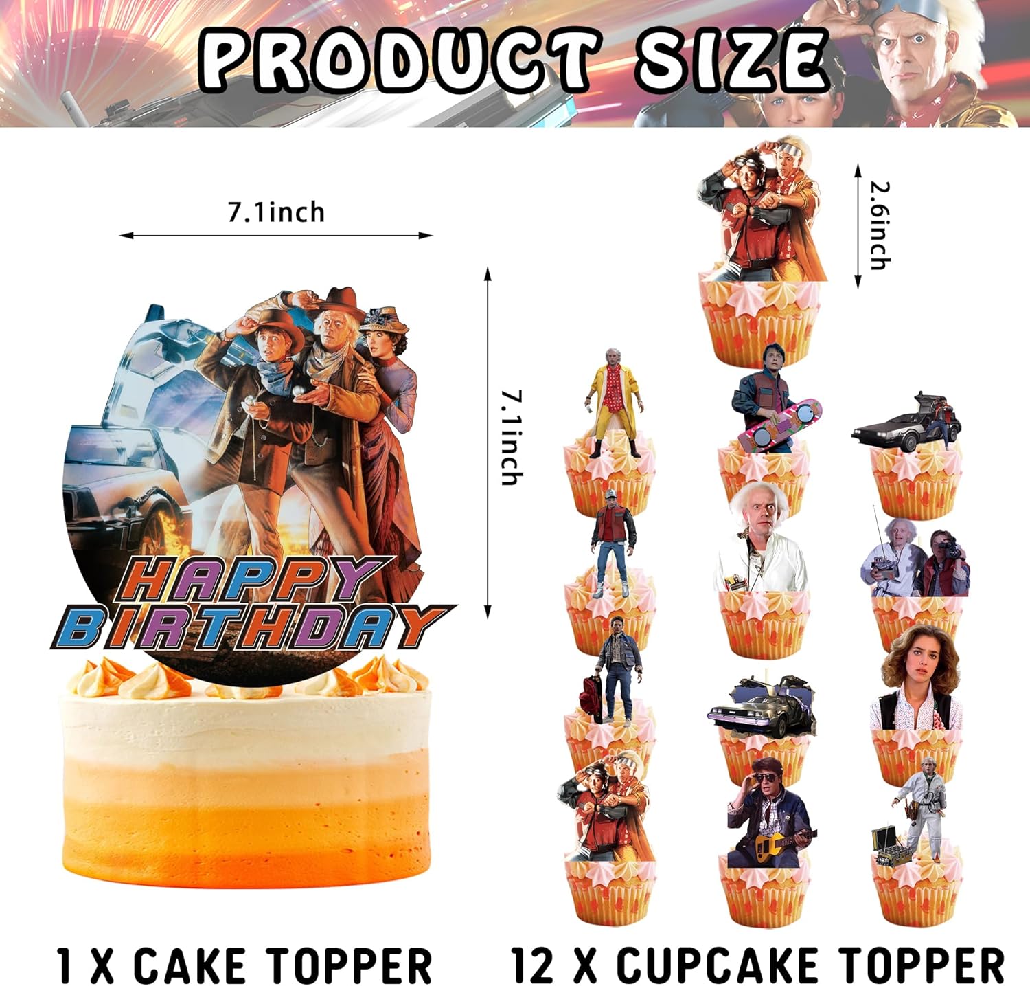 Back to 1985 Birthday Party Decoration, Include Party Backdrop 5 x 3 FT, Latex Balloons, Cake Topper for Kids Fans Birthday Party