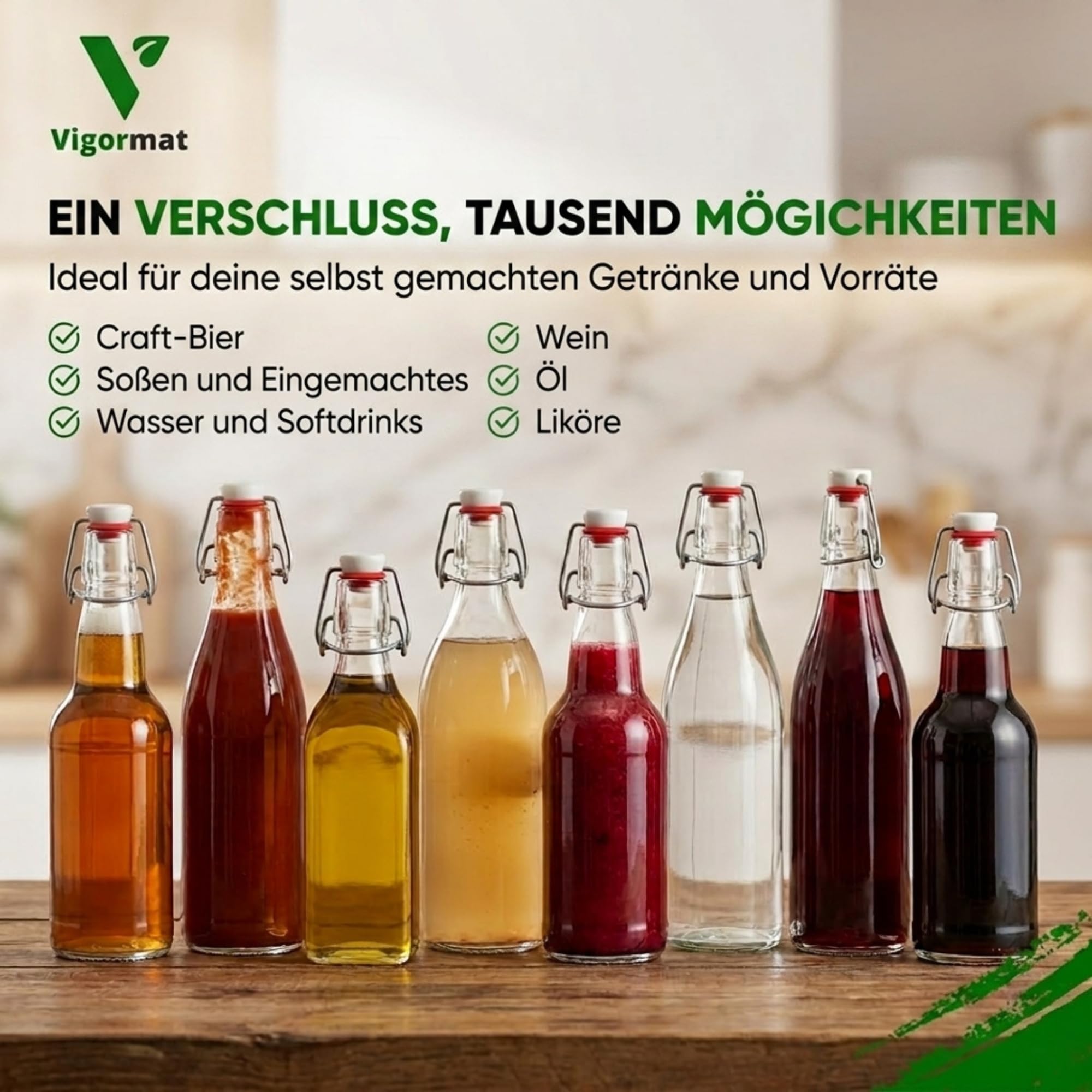 Flaschenverschluss Bierflaschen mit Bügelverschluss, Flaschen Bügelverschluss mit Gummidichtung, Luftdicht und Spülmaschinenfest für Bier, Öl und Weinflaschen (50 Stück Porzellan)