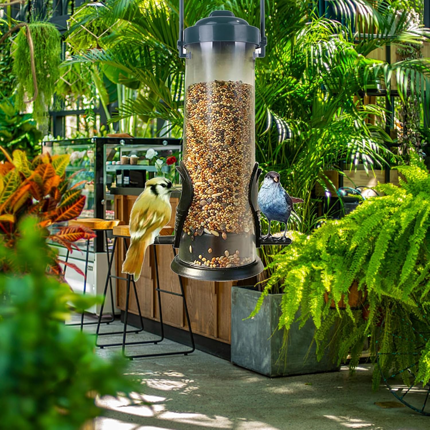 Hanging Bird Seed Feeders for Outdoors, Bird Feeders Stand Hanging Station, Chew-Proof Bird Food Container & Dispenser for Garden Backyard Decoration Attractive Feeder - Image 7