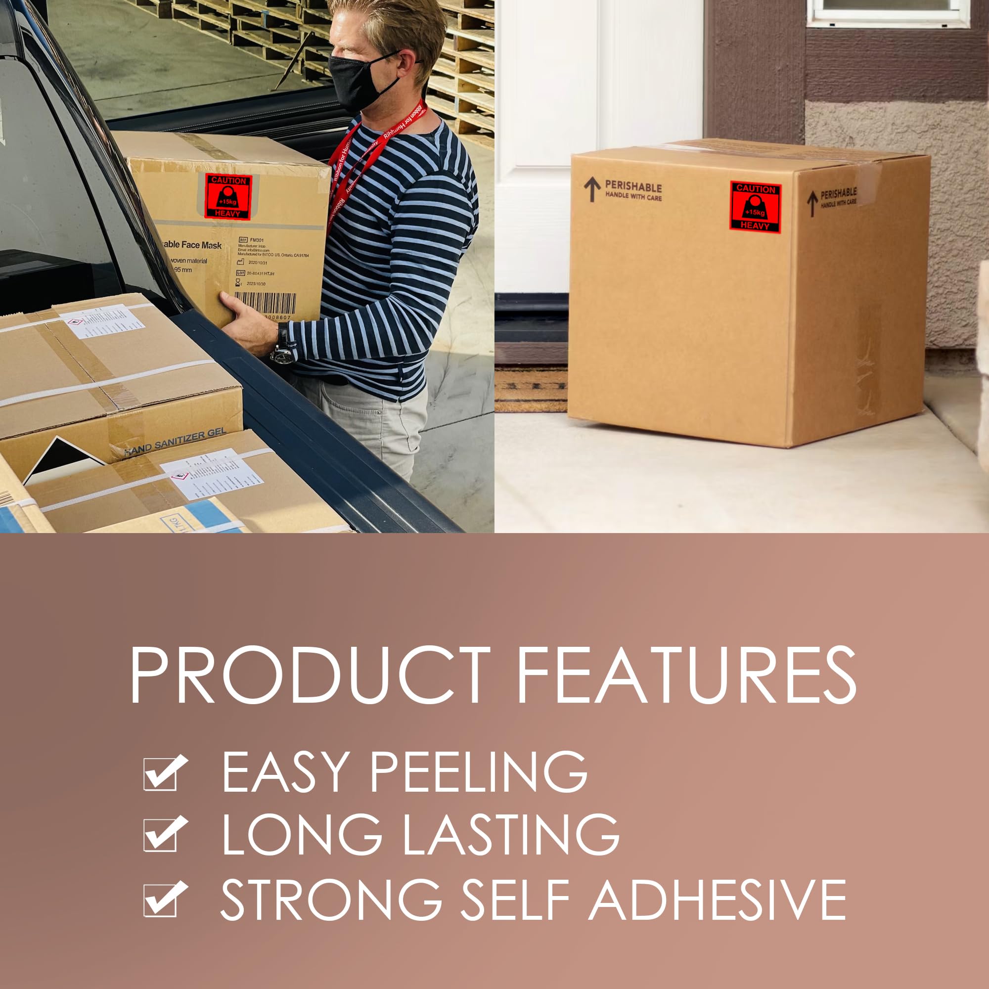 Package Caution Heavy Parcel Sticker Over 15kg 80x80mm 500 etichette di spedizione per rotoli etichette di avvertimento autoadesive rosso brillante adesivi per pacchi 5 rotoli 2500 adesivi