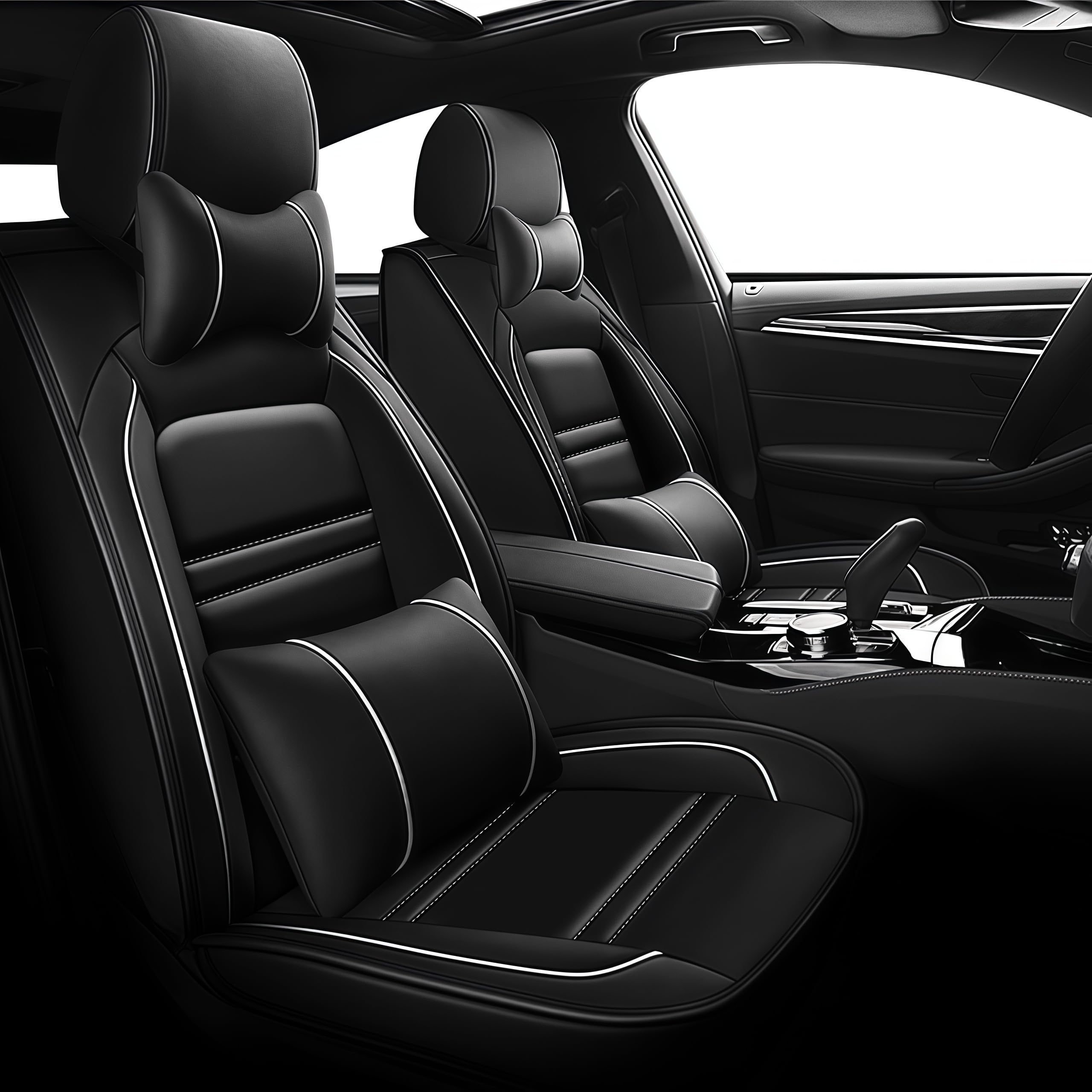 Leather Car Seat Covers Fit for Chevrolet Silverado 1999-2024 5 Seats Non-Slip Waterproof Car Seat Cover Sporting Style
