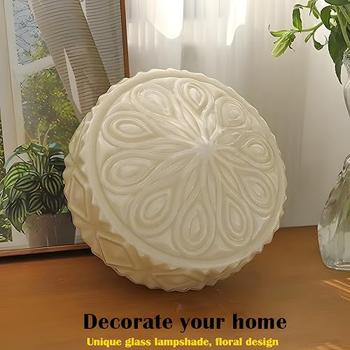 Miniatura 3 de Lámpara de techo semiempotrada dorada, lámpara de latón, luces de techo de vidrio amarillo leche vintage, lámparas de pasillo, lámpara de mediados