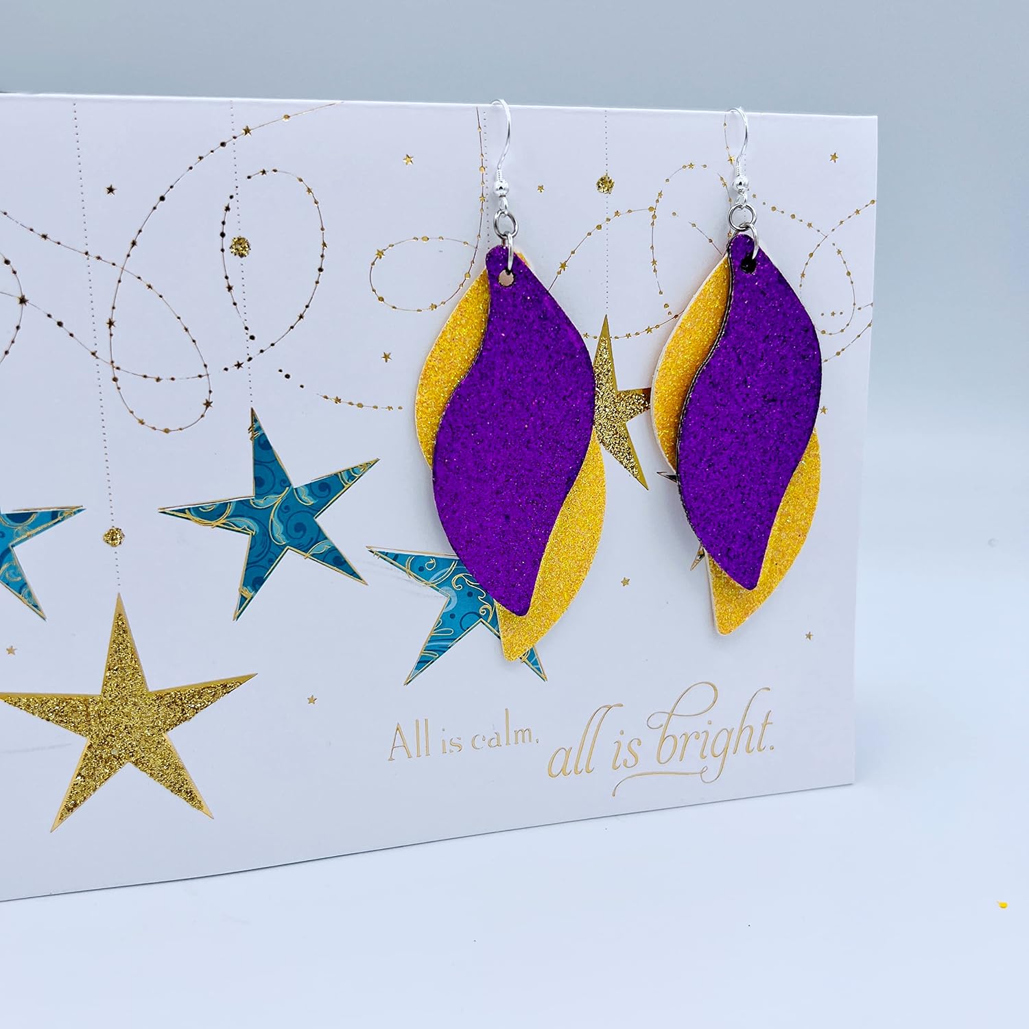Red & Black Earrings for Women - Green & Gold Earrings - Purple Jewelry - Baseball, Football image 5