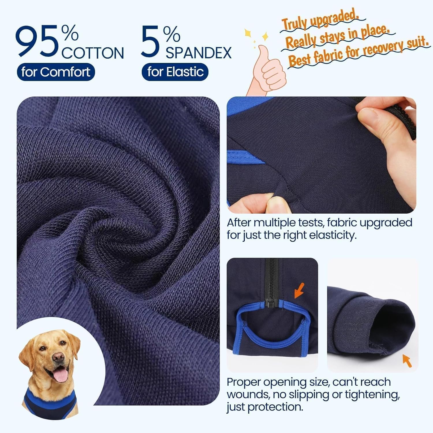 Comfortable Dog Surgery Recovery Suit with Rear Leg Sleeve to Stop Licking, Body Dog Recovery Suit Female, Protective Dog Pants, Neutering Recovery Suit for Male Dogs, Navy L