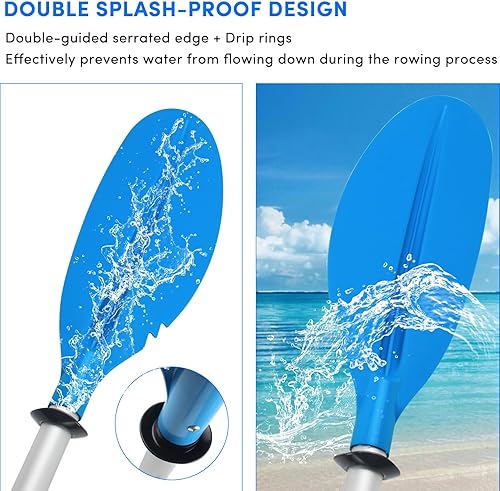 Miniatura 3 de Remo de kayak, 88 pulgadas, 4 piezas de remos para kayak, flotador de eje de aleación de aluminio resistente, ligero, desmontable, ajustable, para