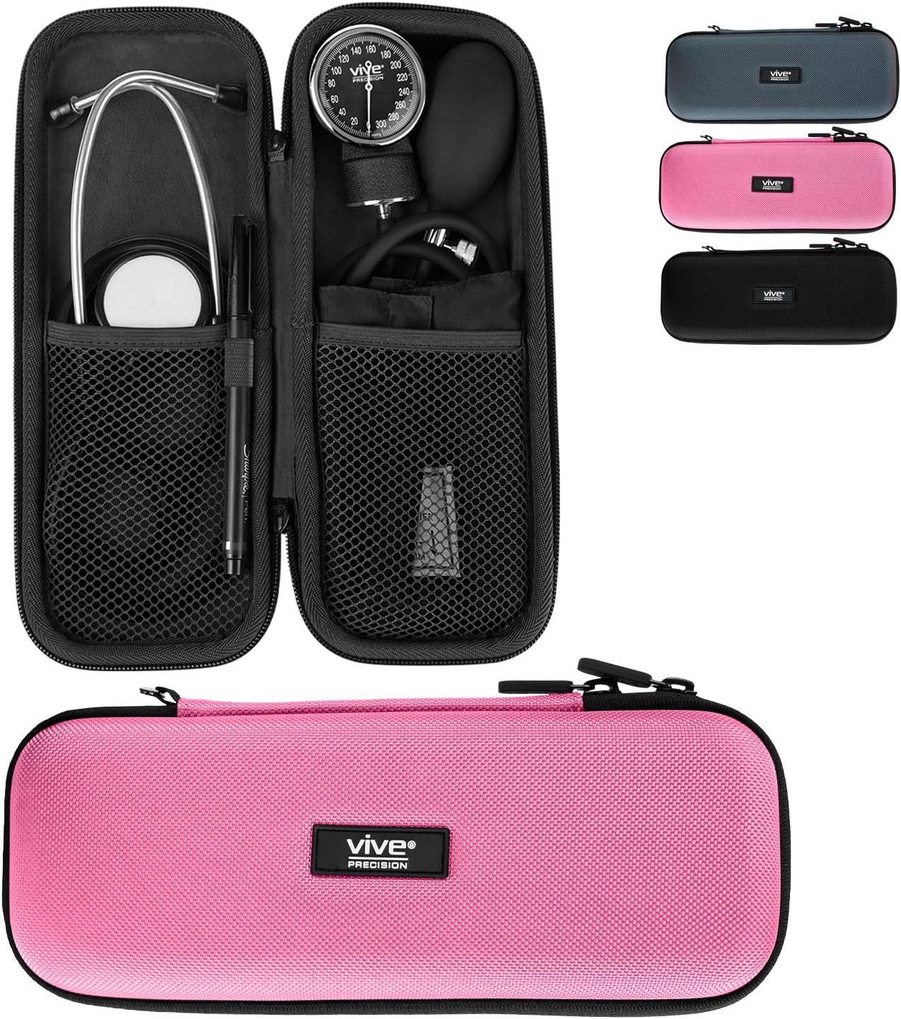 Vive Precision Stethoscope Hard Case Protective Carry Cover With Handle Travel Holder For Sphygmomanometer Fits Vive Precision And Other Cardiology Brands Doctor And Nurse Accessories One Size Pink