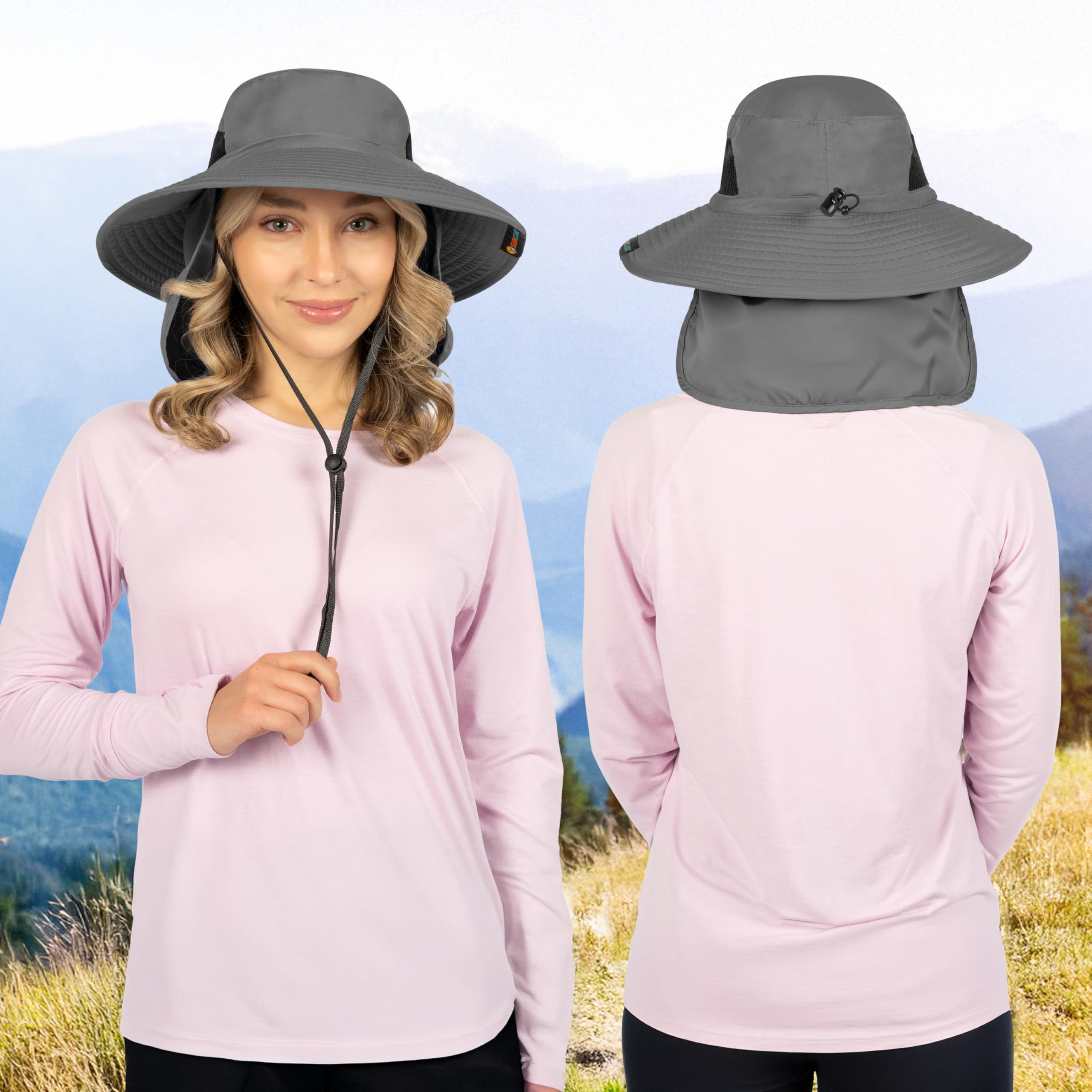 SUN CUBE Sombrero de ala ancha para hombres y mujeres, sombreros de pesca, protección solar UV, sombrero de pescador para hombre, sombrero de pescador, safari, playa, boonie, UPF 50+