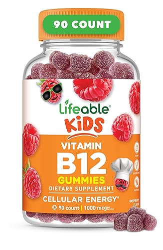 Lifeable Vitamin B12 for Kids | 1000 mcg | Great Tasting Vitamin B12 Gummies | Gluten Free, Vegan B12 Vitamins | B12 Vitamins for Energy, Mood and Nervous System Support | 90 Gummies