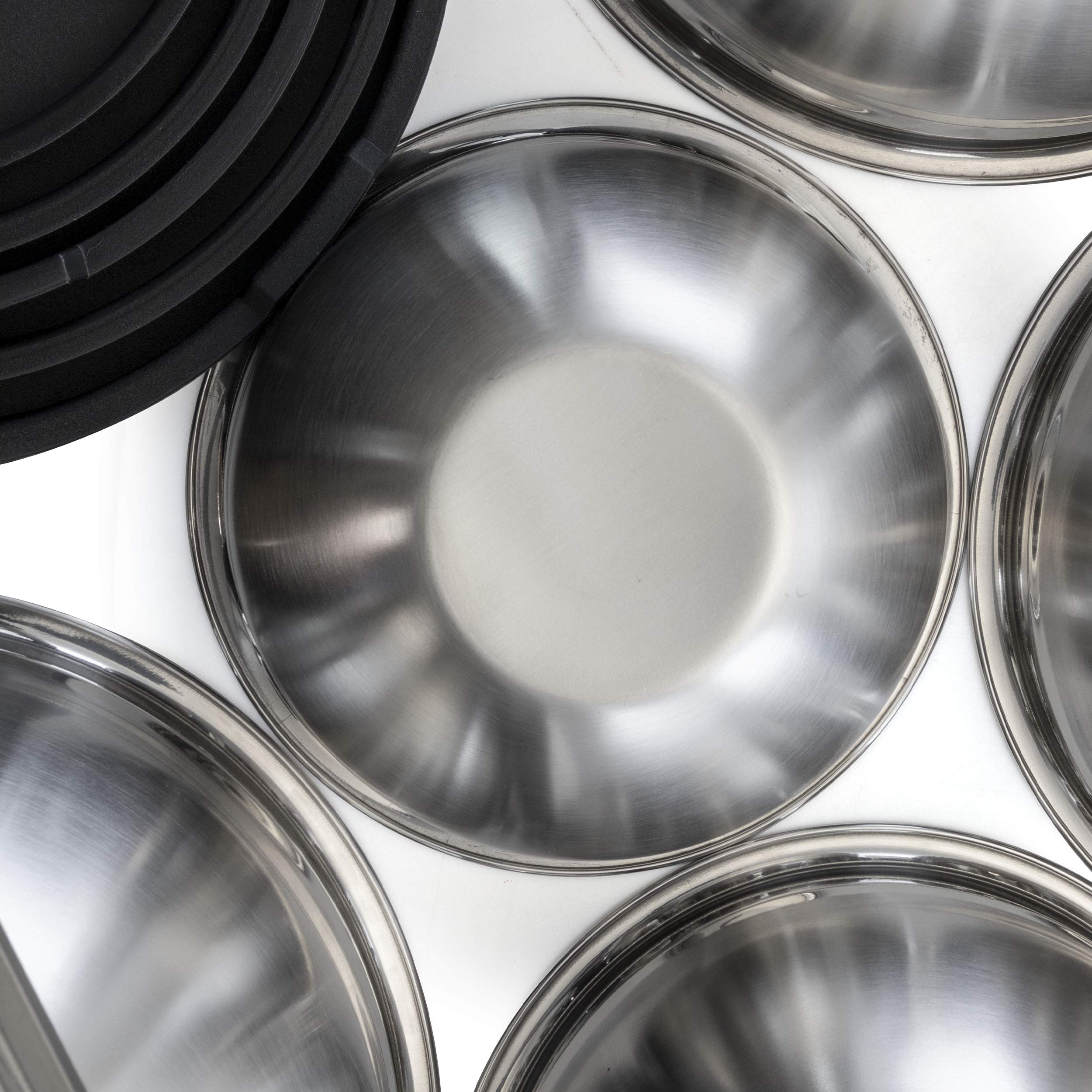 Megachef Rührschüssel-Set mit Deckel, stapelbar, 5-teilig, verschiedene Größen, Silber Chrom