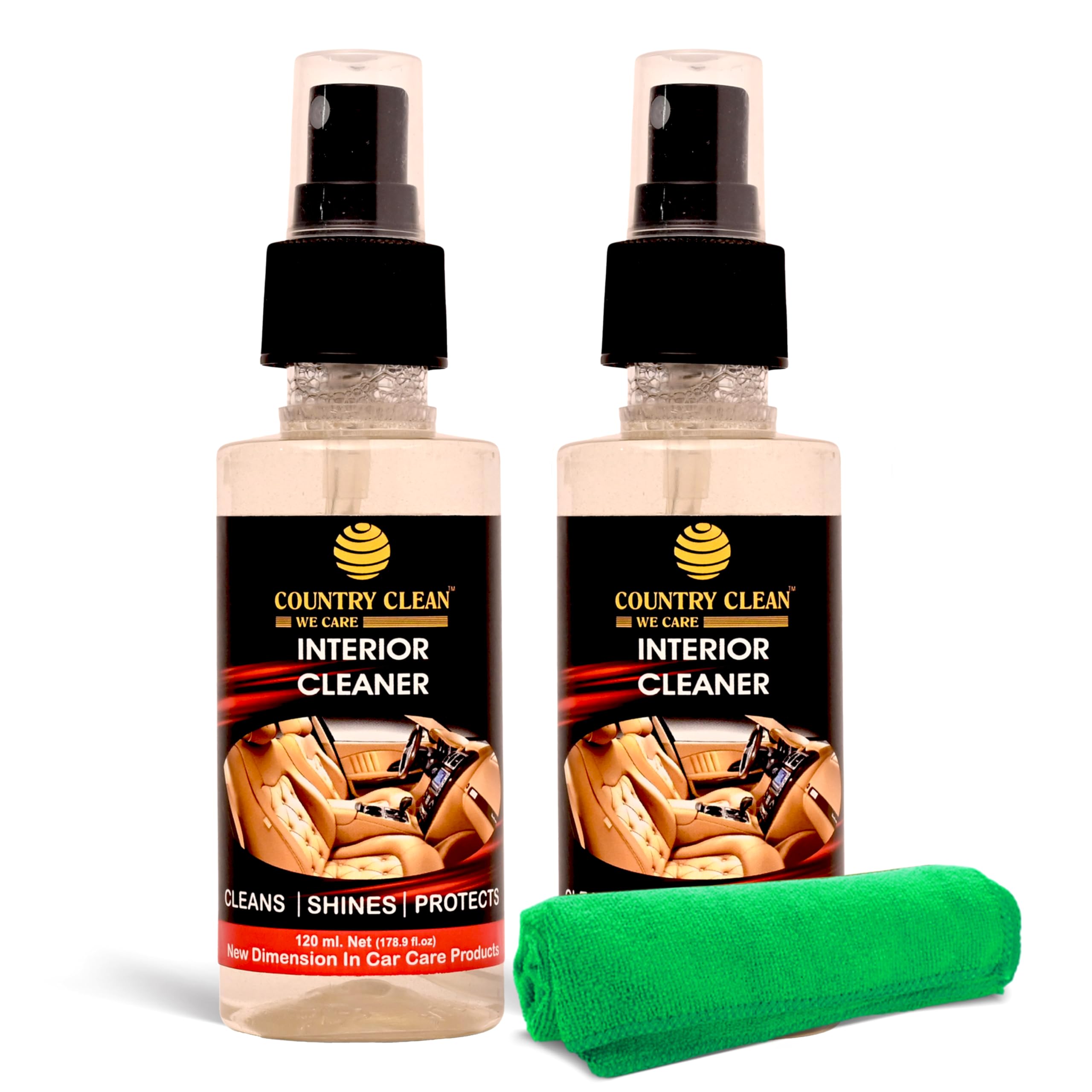 Country Clean Car Interior Cleaner, Car Seat Cleaner and Upholstery Cleaning Solution with sponge for Deep Clean of Car Interior Roof, Fabric, Leather & Vinyl Seats 120 ml x 2(Pack of 2)-image-18