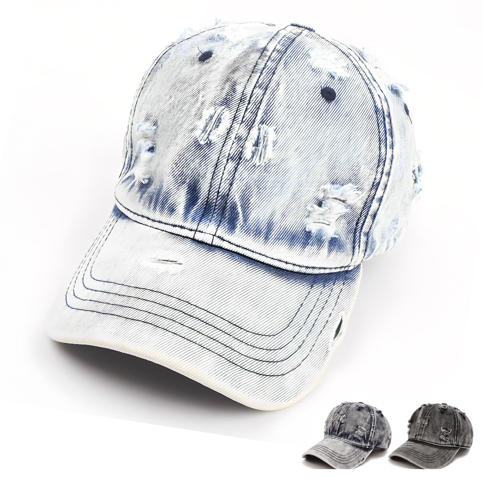 British-Style Distressed Cap - Vintage 100% Cotton Baseball Hat with 6 Vents, Adjustable Velcro, UV Protection, Perfect for Men, Women, Teens, Outdoor Activities