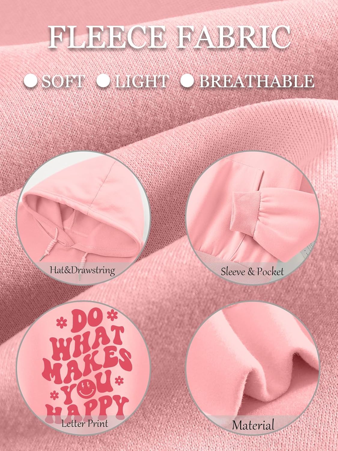 Tuislay Women Cute Graphic Oversized Hoodies Sweatshirts for Teen Girls Aesthetic Y2k Preppy Fleece Happy Hooded Pullover - Image 6