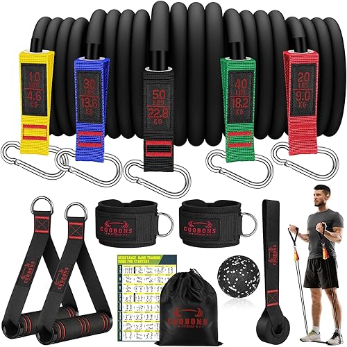 Bandas de resistencia con asas, bandas de fitness resistentes para hombres y mujeres, entrenamiento de fuerza y muscular, yoga, equipo de gimnasio