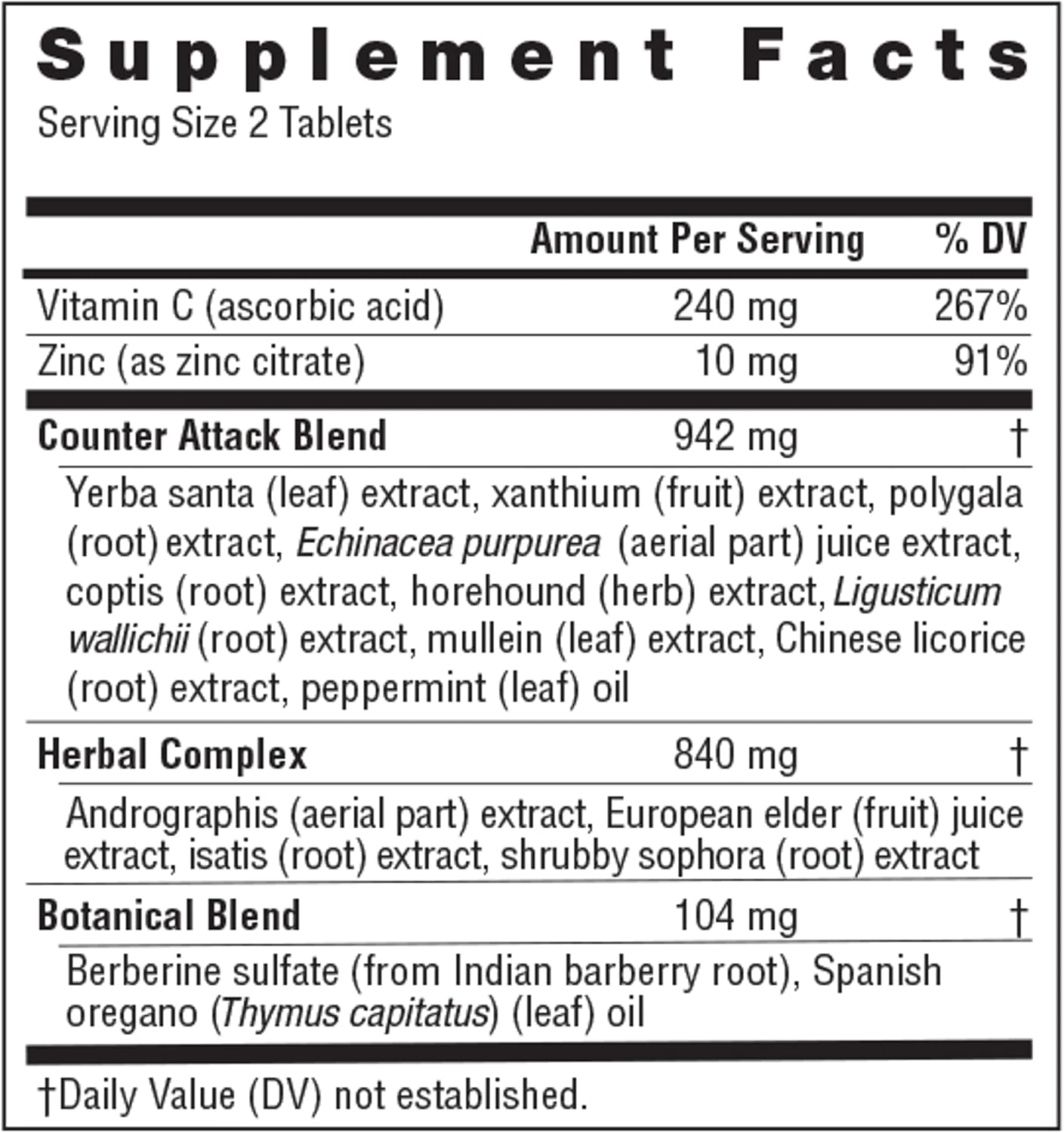 Rainbow Light Counter Attack Immune Support, Dietary Supplement Provides Immune Support, With Vitamin C, Zinc and 3 Targeted Herbal Blends, Vegan and Gluten Free, 90 Count