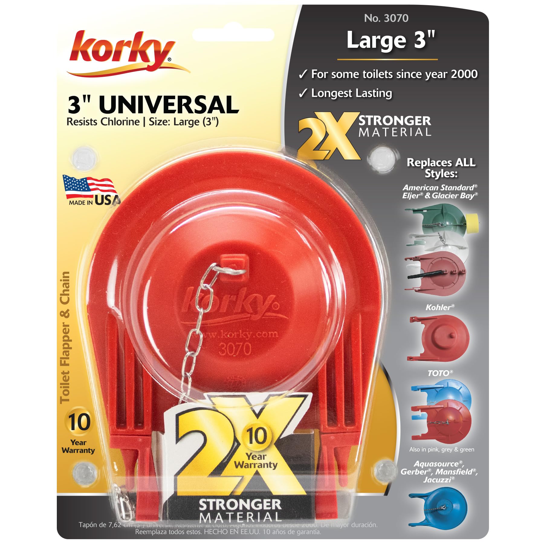 Korky Large 3-Inch 2X Long-Life Premium Toilet Flapper
