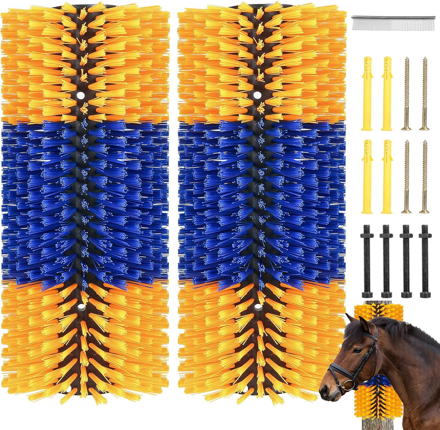 2/4PCS Spazzola fisica del graffio del bestiame, massaggio fisico della capra della mucca del cavallo | Spazzola resistente per graffi fisici con 8 viti, ideale per cavalli, mucche e capre, pulizia e auto-graffio