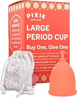 Pixie Cup - Soft, Safe, Reusable Menstrual Cup - Ranked 1 for The Best Tampon Alternative - 100% Medical-Grade Silicone Period Cup for Feminine Care - Buy One We Give One (Large)