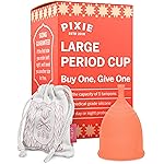 Pixie Cup - Soft, Safe, Reusable Menstrual Cup - Ranked 1 for The Best Tampon Alternative - 100% Medical-Grade Silicone Period Cup for Feminine Care - Buy One We Give One (Large)
