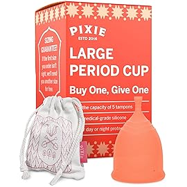 Pixie Cup - Soft, Safe, Reusable Menstrual Cup - Ranked 1 for The Best Tampon Alternative - 100% Medical-Grade Silicone Period Cup for Feminine Care - Buy One We Give One (Large)